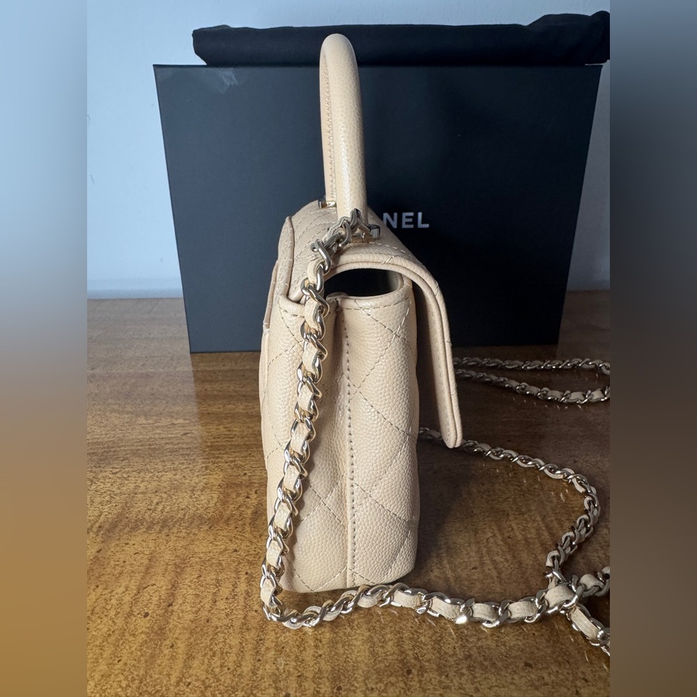 Chanel Beige Caviar Leather Micro Coco Handbag - Picture 7 of 15